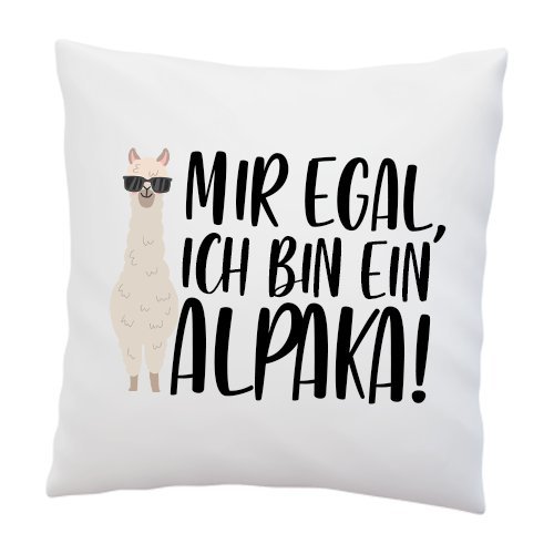 LIEBTASTISCH - Kissenbezug mit Spruch ''Mir egal, ich Bin EIN Alpaka!'' - Deko-Kissen - weiß 40cm x 40cm - Kissen-Hülle - Alpaka … von LIEBTASTISCH