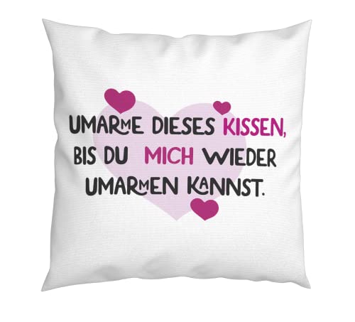 LIEBTASTISCH - Umarme Dieses Kissen, bis du Mich Wieder umarmen Kannst. - Geschenk - Vermisse Dich - ich Liebe Dich - sehnsucht - Liebe - Kissen mit Füllung - 40x40cm von LIEBTASTISCH