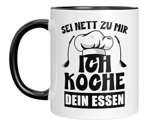 Lustige Tasse für Köche – Sei nett zu mir, ich koche dein Essen – Geschenkidee für Hobbykoch, Mama, Papa oder als Trinkgeldbecher - Schwarz von LIEBTASTISCH