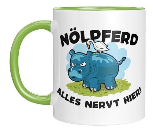 Lustige Tasse mit Nilpferd und Spruch | Nölpferd - Alles nervt hier! | Tolles Geschenk | Kaffeebecher 330 ml von LIEBTASTISCH
