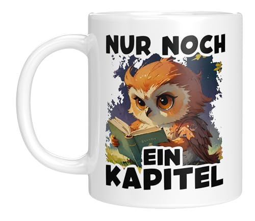 Lustige Tasse mit Spruch und Eule für Leseratten | Nur noch ein Kapitel | Tolles Geschenk | Kaffeebecher 330 ml von LIEBTASTISCH