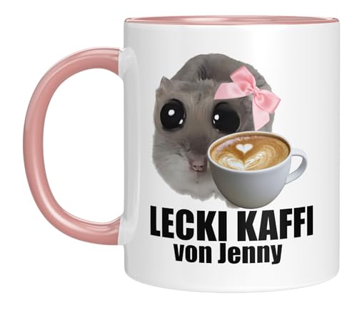 Sad Hamster lustig - Personalisierte Tasse mit Name - Lecki Kaffee - Meme - Hamsti - Geschenk (Rosa) von LIEBTASTISCH