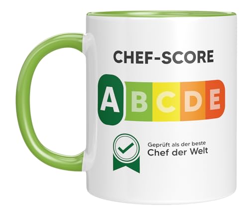 Tasse mit Spruch | Chef-Score - Geprüft als bester Chef der Welt | Chef Geschenke | Kaffeebecher 330 ml von LIEBTASTISCH