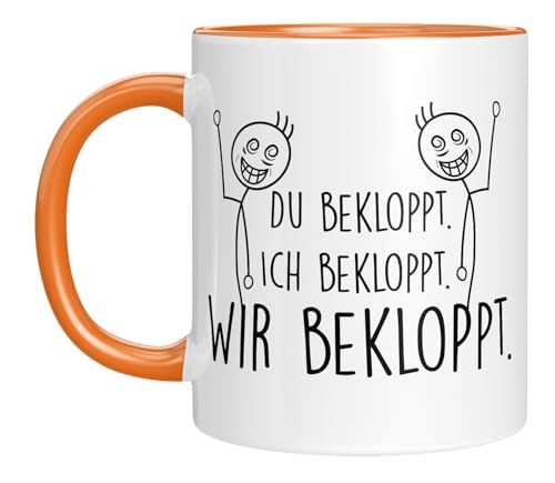 Tasse mit Spruch - Du bekloppt - Ich bekloppt - Wir Freunde - Kaffeebecher mit Motiv - Geburtstagsgeschenk - beste Freunde - farbig - lustige Geschenkidee - Mann/Frau von LIEBTASTISCH