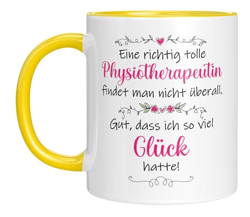 Tasse mit Spruch | Eine richtig tolle Physiotherapeutin findet man nicht überall. Gut, dass ich so viel Glück hatte | Geschenkidee für Physiotherapeutinnen | Kaffeebecher 330 ml von LIEBTASTISCH