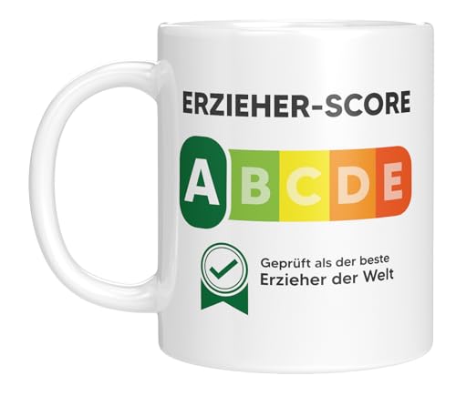 Tasse mit Spruch | Erzieher-Score - Geprüft als bester Erzieher der Welt | Geschenkidee für Erzieherin mit Herz | Kaffeebecher 330 ml Tasse mit Spruch | Erzieher-Score - Geprüft als bester Erzieher der Welt | Geschenkidee für Erzieherin mit Herz | Kaffeebecher 330 ml von LIEBTASTISCH