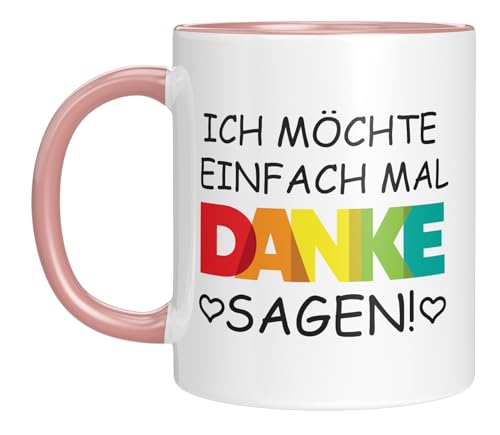 Tasse mit Spruch | Ich möchte einfach mal Danke sagen! | Farbenfrohes Design | Geschenkidee | Kaffeebecher 330ml von LIEBTASTISCH