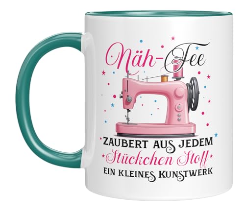 Tasse mit Spruch | Näh-Fee - Zaubert aus jedem Stückchen Stoff ein kleines Kunstwerk | Geschenkidee für Nähliebhaber | Kaffeebecher 330 ml von LIEBTASTISCH
