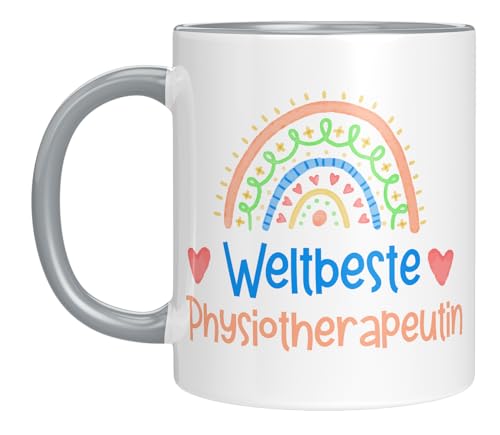 Tasse mit Spruch | Weltbeste Physiotherapeutin | Regenbogen & Herzmotiv | Geschenkidee für Physiotherapeutinnen | Kaffeebecher 330 ml von LIEBTASTISCH