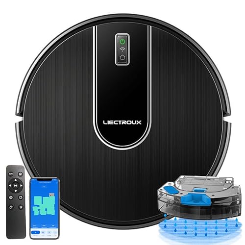 LIECTROUX Staubsaugerroboter N7S-U, Trocken- und Nasswischkombination, Smart Mapping, WiFi App, 4KPa Saugkraft, bürstenloser Motor, funktioniert mit Alexa und Google Assistant, ideal für Tierhaare von LIECTROUX