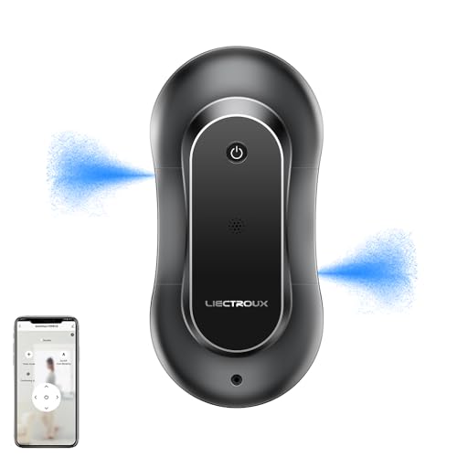 LIECTROUX YW810 Fensterwischroboter, App-Steuerung, doppelter Wasserspray, AI-Parcours, Fallschutz, bürstenloser Motor von LIECTROUX