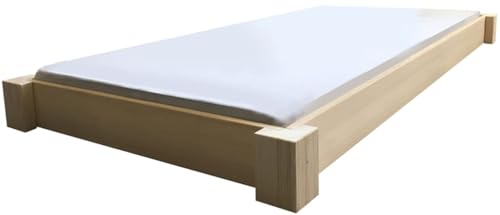 LIEGEWERK Holzbett Bodentiefes Designbett 100x200 Bett Massivholzbett Holz 100cm (100 cm x 200cm) von LIEGEWERK