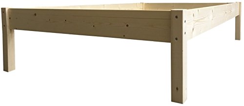 LIEGEWERK Erhöhtes Bett Massivholzbett 140x200 Holzbett Seniorenbett Holz 140cm (140 x 200 cm, Betthöhe 55cm) von LIEGEWERK