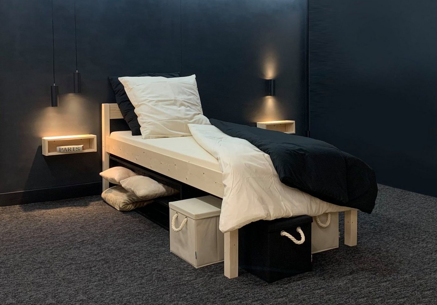 LIEGEWERK Massivholzbett Seniorenbett erhöhtes Bett Holz mit Kopfteil Holzbett von LIEGEWERK