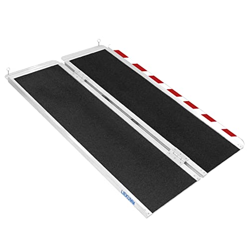 LIEKUMM Rollstuhlrampe 121 cm, 300 kg Tragkraft Aluminium Auffahrrampe rutschfest, Rollstuhlrampe für Treppen, Tragbare Rampe für Rollstuhl, Türschwellen, Zuhause von LIEKUMM