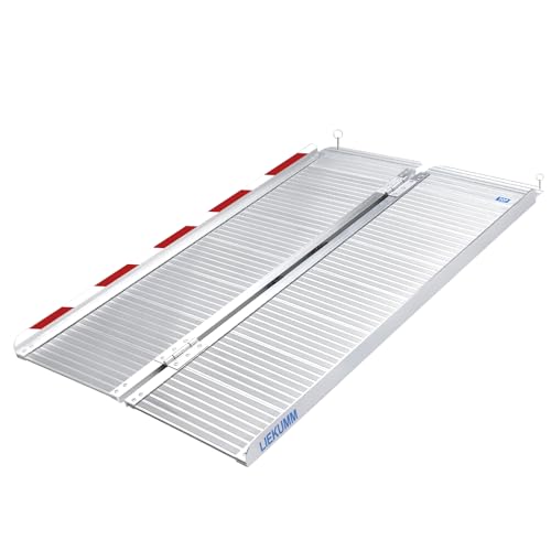 LIEKUMM Rollstuhlrampe Klappbar, 121 cm Rollstuhlrampe für Treppen, 300 kg Tragkraft Rampen für Rollstühle & Scooter, Aluminium Treppenrampe für Rollstuhl, Stufen, Bordsteine, Kinderwagen von LIEKUMM