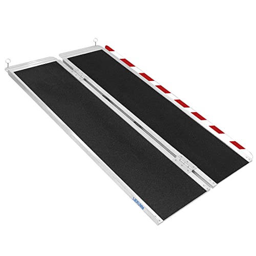 LIEKUMM Rollstuhlrampe 152 cm, 300 kg Tragkraft Aluminium Auffahrrampe rutschfest, Rollstuhlrampe für Treppen, Tragbare Rampe für Rollstuhl, Türschwellen, Zuhause von LIEKUMM
