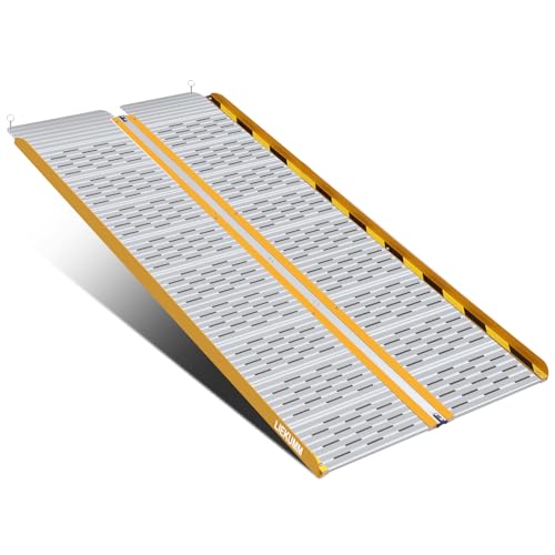 LIEKUMM Rollstuhlrampe Klappbar 152 cm, 300 kg Tragkraft, Rollstuhlrampe für Treppen & Türschwellen, Auffahrrampe Rollstuhl aus Aluminium, Rampe für Rollstuhl Zuhause von LIEKUMM