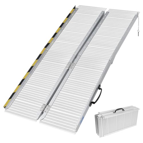 LIEKUMM Rollstuhlrampe Klappbar, 151,5 cm Tragbar Rollstuhlrampe für Treppen, 300 kg Tragkraft Aluminium Auffahrrampe für Rollstuhl, Scooter, Stufen, Bordsteine, Kinderwagen, Elektro-Rollstuhl von LIEKUMM