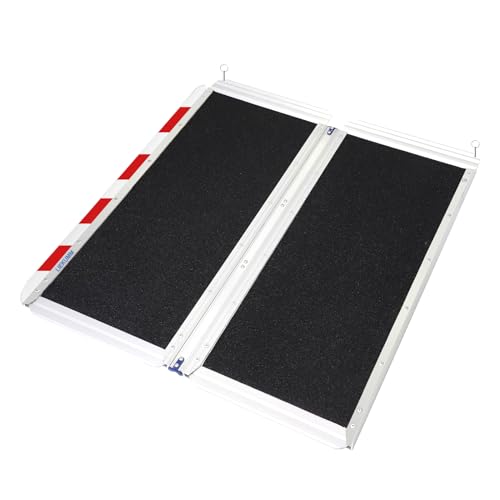 LIEKUMM Rollstuhlrampe 77 cm Breite, 300 kg Kapazität Rollstuhlrampe Klappbar, 91 cm Aluminium Rollstuhlrampe für Treppen, Stufen, Bordsteine, Schwellenrampe für Elektro-Rollstuhl, Kinderwagen von LIEKUMM