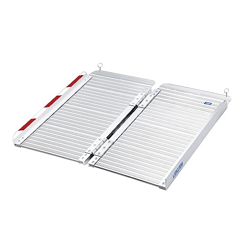 LIEKUMM Rollstuhlrampe Klappbar, 61 cm Rollstuhlrampe für Treppen, 300 kg Tragkraft Rampen für Rollstühle & Scooter, Aluminium Treppenrampe für Rollstuhl, Stufen, Bordsteine, Kinderwagen von LIEKUMM