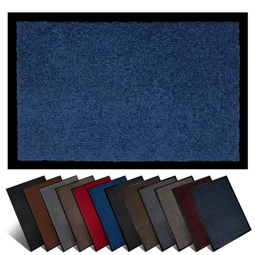 LIEM Fußmatte - Leicht zu reinigen, wetterfeste Schmutzfangmatte mit Rutschfester Rückseite - Geeignet für den Innen- und Außenbereich, saugfähig, schnell trocknend, waschbar - Blau, 80 x 120 cm von LIEM