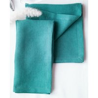 Leinen-Servietten in 42 Farben Erhältlich/Meerblaue Mit Gehrung An Den Ecken Blaue Reinleinen-Servietten Türkise von LIEMHOME