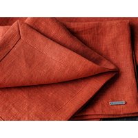 Weiche Leinen-Serviette in 42 Farben Erhältlich - Rost-Leinen-Serviette Mit Ecken Auf Gehrung Gebrannte Orange-Reinleinen-Serviette von LIEMHOME