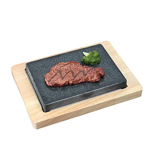 Grillplatte Lavastein, Hot Stone Steak Stein,25*15*3 cm, Natürlich Grill Stein, Ideal für Fisch- und Gemüsefleisch, auch für Pizza von LIENE