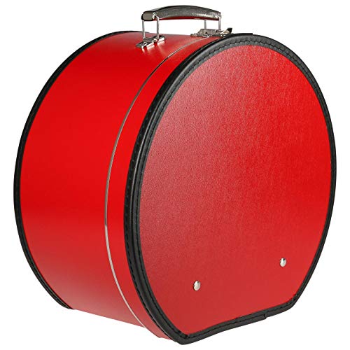 Lierys runder Hutkoffer rot - Maße: 40 cm x 21 cm - große Hutschachtel aus Kunstleder - Hutbox zur Aufbewahrung mit Tragegriff und Klappverschluss - Koffer für Hüte - auch als Deko für die Wohnung von LIERYS