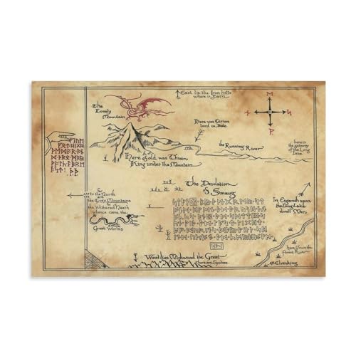 Lonely Mountain Hobbit Thorin's Map Poster Dekorative Malerei Leinwand Wandkunst Wohnzimmer Poster Schlafzimmer Malerei, Leinwand Kunst Poster Und Wandkunst Bilddruck Moderne Familienzimmer Dekor 08x1 von LIETEX