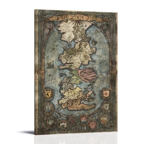 Westeros Map Art Poster Dekorative Malerei Leinwand Wandkunst Wohnzimmer Poster Schlafzimmer Malerei, Leinwand Kunst Poster Und Wandkunst Bilddruck Moderne Familienzimmer Dekor 20x30inch(50x75cm) von LIETEX