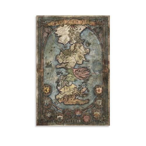 Westeros Map Art Poster Dekorative Malerei Leinwand Wandkunst Wohnzimmer Poster Schlafzimmer Malerei, Leinwand Kunst Poster Und Wandkunst Bilddruck Moderne Familienzimmer Dekor 20x30inch(50x75cm) von LIETEX