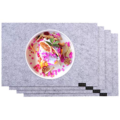 LIEVD Design Platzset aus Filz in hellgrau eckig| 4er Set | Tischset abwischbar - 45x30 cm Filzuntersetzer | Platzdeckchen Tischuntersetzer abwaschbar von LIEVD
