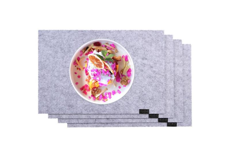 LIEVD Platzteller Edles Platzset aus Filz 4er Set hellgrau eckig 45x30cm Filzuntersetzer Tischuntersetzer abwaschbar von LIEVD