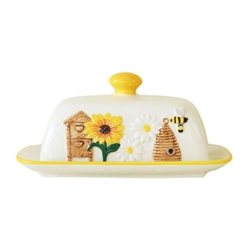 Bienenelfen-Butterdose, Keramik-Butterdose mit 3D-Relief, dekoratives Tablett for Snacks und Desserts, handgefertigtes Geschirr Bienenelfen-Butterdose, Keramik-Butterdose mit 3D-Relief, dekoratives Tablett for Snacks und Desserts, handgefertigtes Geschirr von LIEWEI Boutique Shop UK