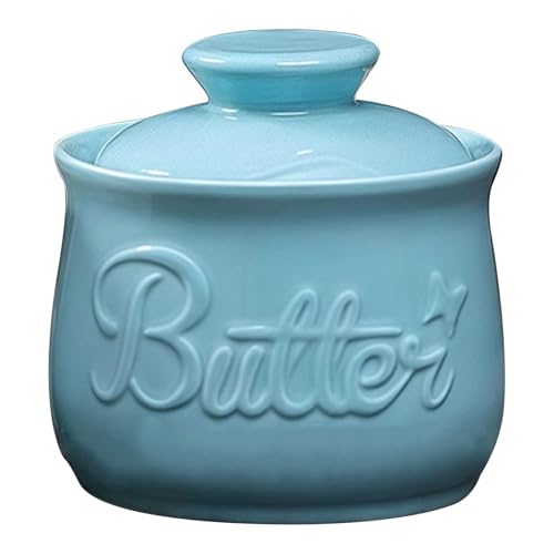 French Butter Keeper Crock, große Butterdose aus Porzellan mit Deckel, Wasserdichtungsdesign for immer weiche Butter, Küchendekor(Bleu) von LIEWEI Boutique Shop UK