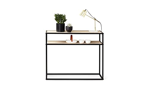 LIFA LIVING Konsolentisch mit 2 Böden, Stabiler Beistelltisch aus Holz & Metall, Regal für Wohnzimmer, Flur, Schlafzimmer, 100 x 30 x 85 cm von LIFA LIVING