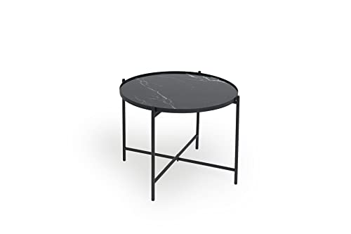 LIFA LIVING Runder Couchtisch in Schwarz, Luxuriöser Beistelltisch aus Metall & Glas, Kaffeetisch im Marmor Design, ø 40 x 48 cm, max. 5 kg belastbar LIFA LIVING Runder Couchtisch in Schwarz, Luxuriöser Beistelltisch aus Metall & Glas, Kaffeetisch im Marmor Design, ø 40 x 48 cm, max. 5 kg belastbar von LIFA LIVING
