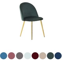 Einzelner Esszimmerstuhl Lucia aus Samt – Gepolsterter moderner Esszimmerstuhl mit gebogener Rückenlehne und Holzbeinen – Grün Einzelner Esszimmerstuhl Lucia aus Samt – Gepolsterter moderner Esszimmerstuhl mit gebogener Rückenlehne und Holzbeinen – Grün von LIFE INTERIORS