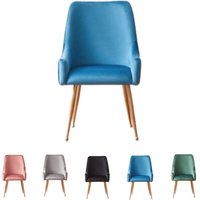 Einzelner Esszimmerstuhl aus Samt Soho LUX mit Metallbeinen – Esszimmerstuhl – Polsterstuhl – moderner Esszimmerstuhl – Blau von LIFE INTERIORS