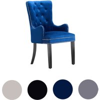 Life Interiors - Einzelner Windsor lux Esszimmerstuhl mit Samtpolsterung und Armlehnen für Esszimmer und Küche – Blau Life Interiors - Einzelner Windsor lux Esszimmerstuhl mit Samtpolsterung und Armlehnen für Esszimmer und Küche – Blau von LIFE INTERIORS