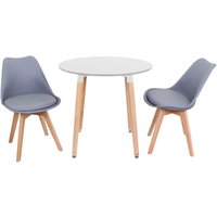 Halo, rundes Esszimmerset Lorenzo – ein weißer Esstisch aus Holz und 2er-Set aus grauen Polypropylen-Esszimmerstühlen – Esszimmerküche Halo, rundes Esszimmerset Lorenzo – ein weißer Esstisch aus Holz und 2er-Set aus grauen Polypropylen-Esszimmerstühlen – Esszimmerküche von LIFE INTERIORS