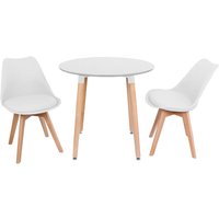 Halo, rundes Esszimmerset Lorenzo – ein weißer Esstisch aus Holz und 2er-Set aus weißen Polypropylen-Esszimmerstühlen – Esszimmerküche Halo, rundes Esszimmerset Lorenzo – ein weißer Esstisch aus Holz und 2er-Set aus weißen Polypropylen-Esszimmerstühlen – Esszimmerküche von LIFE INTERIORS