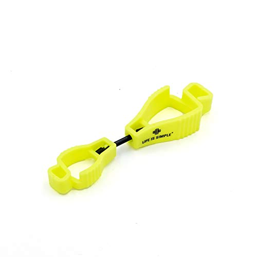 LIFE IS SIMPLE Tarp Clip Handschuhclip 2-er Set neongelb | Handschuhhalter für Feuerwehr | Handschuhhalter Polizei | Handschuhclip für Arbeitshandschuhe, Baumarkt, Garten von LIFE IS SIMPLE