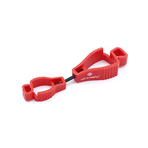 LIFE IS SIMPLE Tarp Clip Handschuhclip | Handschuhhalter für Feuerwehr | Handschuhhalter Polizei | Handschuhclip für Arbeitshandschuhe, Baumarkt, Garten | rot, 5er-Set von LIFE IS SIMPLE