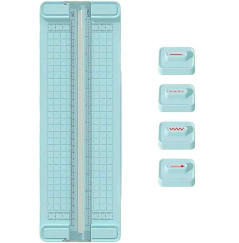 4-in-1 Bidirectional Paper Cutter, Multi-Function Scrapbooking Tool,Paper Cutter for Craft with Straight Line, Dotted Line, Wavy, Crease Blade Head (Blue) von LIFECOSM