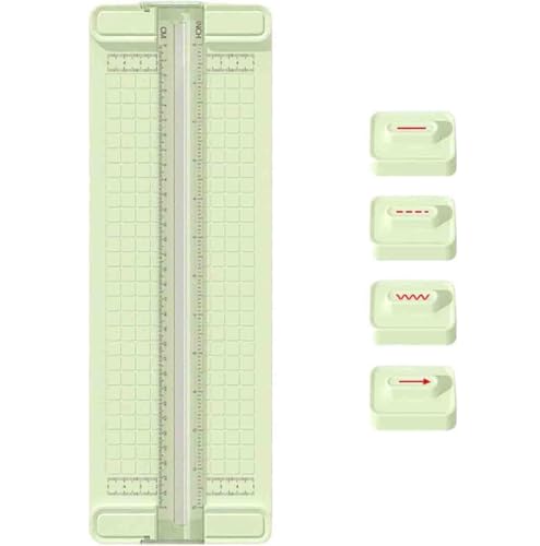 4-in-1 Bidirectional Paper Cutter, Multi-Function Scrapbooking Tool,Paper Cutter for Craft with Straight Line, Dotted Line, Wavy, Crease Blade Head (Green) von LIFECOSM