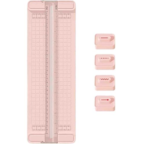 4-in-1 Bidirectional Paper Cutter, Multi-Function Scrapbooking Tool,Paper Cutter for Craft with Straight Line, Dotted Line, Wavy, Crease Blade Head (Pink) von LIFECOSM