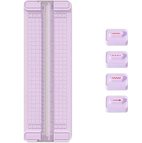4-in-1 Bidirectional Paper Cutter, Multi-Function Scrapbooking Tool,Paper Cutter for Craft with Straight Line, Dotted Line, Wavy, Crease Blade Head (Purple) von LIFECOSM